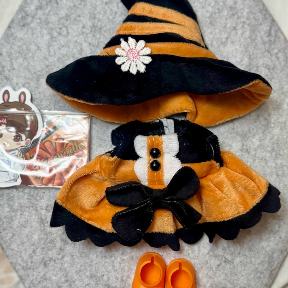 Halloween Witch Mokoko Outfit Set for Labubu- 3 pcs Dress with shoes (no doll)
